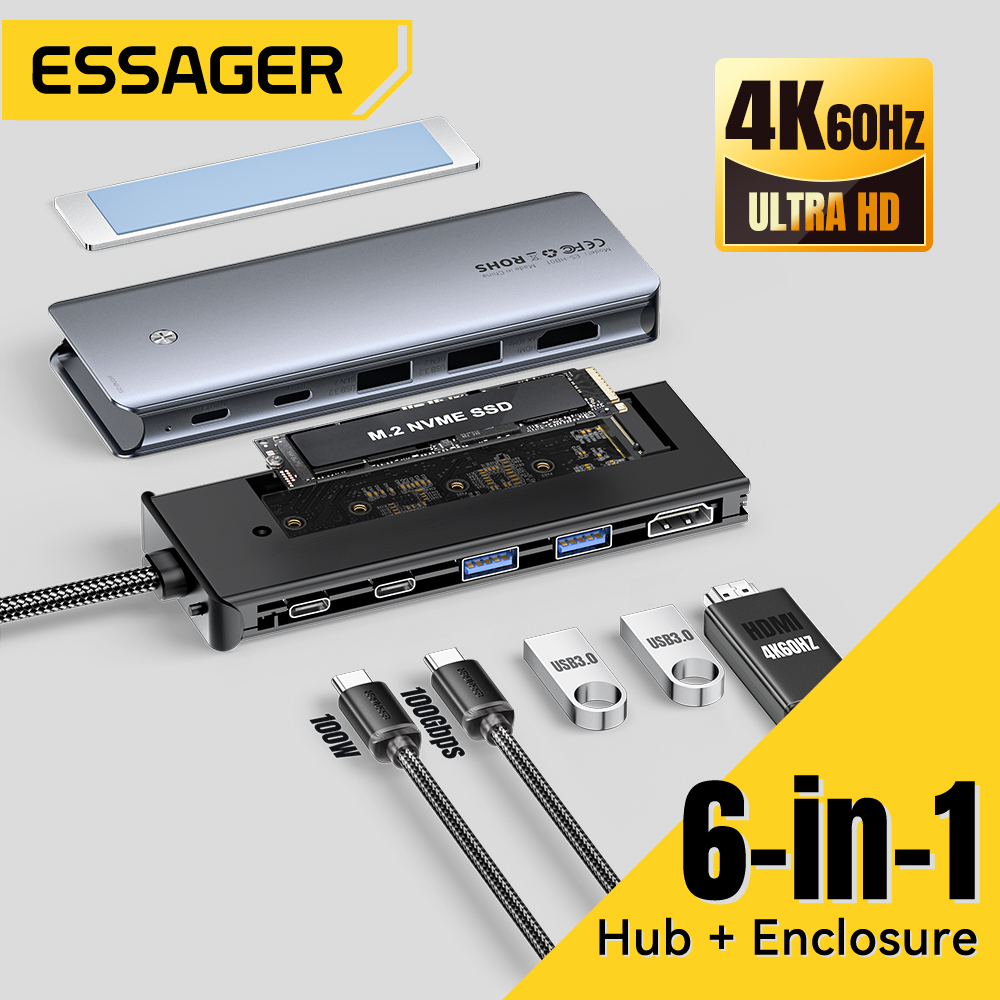 Essager USB C Hub с корпусом ж – обзор и цена Hdmi Adapter Tablet